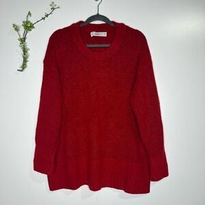 Zara Knit Red Soft Tunic Oversized Sweater